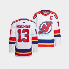 New Jersey Devils Nico Hischier 13 Adidas 2022-2023 Reverse Retro Wit Authentic Shirt - Mannen